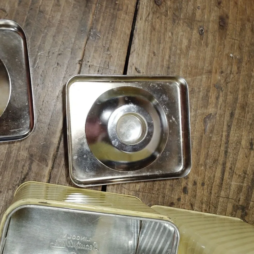 Vintage Lincoln Beautyware Metal Pale Yellow & Chrome Canisters Set 4 Kitchen